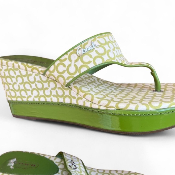 Coach Lime Green Patterned Sandals - Picture 6 of 6